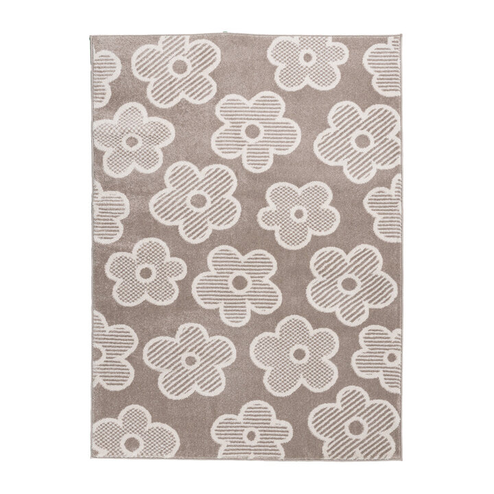 Teppich Kinderzimmer - Bowie Blume Taupe - 1