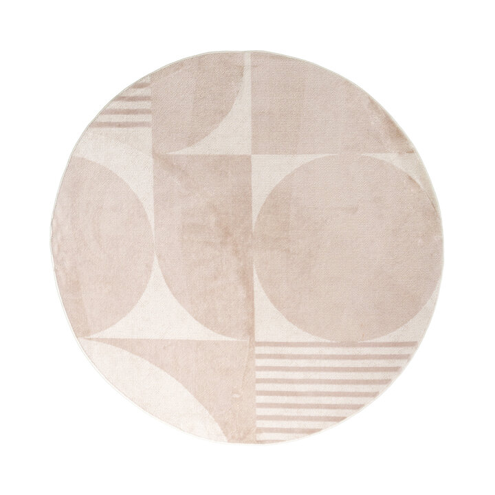 Skandinavischer Teppich Rund - Aurora Circles Beige - 1