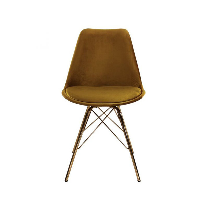 Samtstuhl Gold - Gold Gestell  - 2