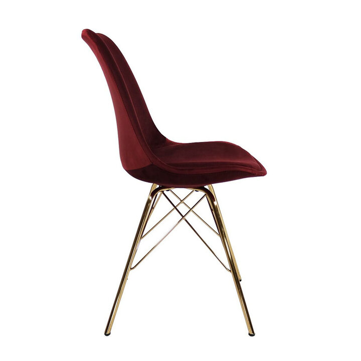 Samtstuhl Rot - Gold Gestell - 1
