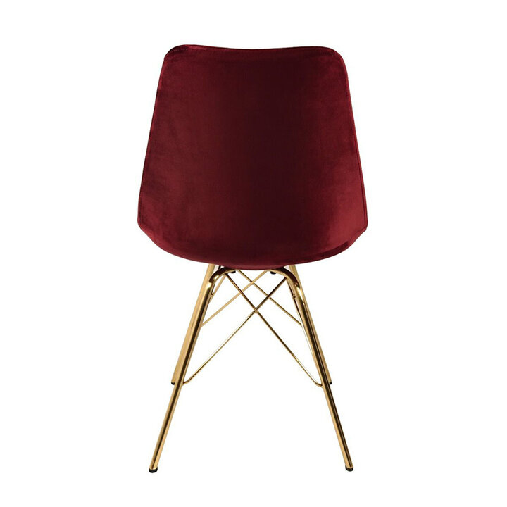 Samtstuhl Rot - Gold Gestell - 2