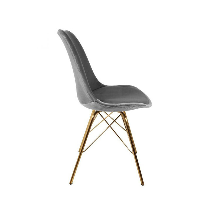 Samtstuhl Grau - Gold Gestell - 1