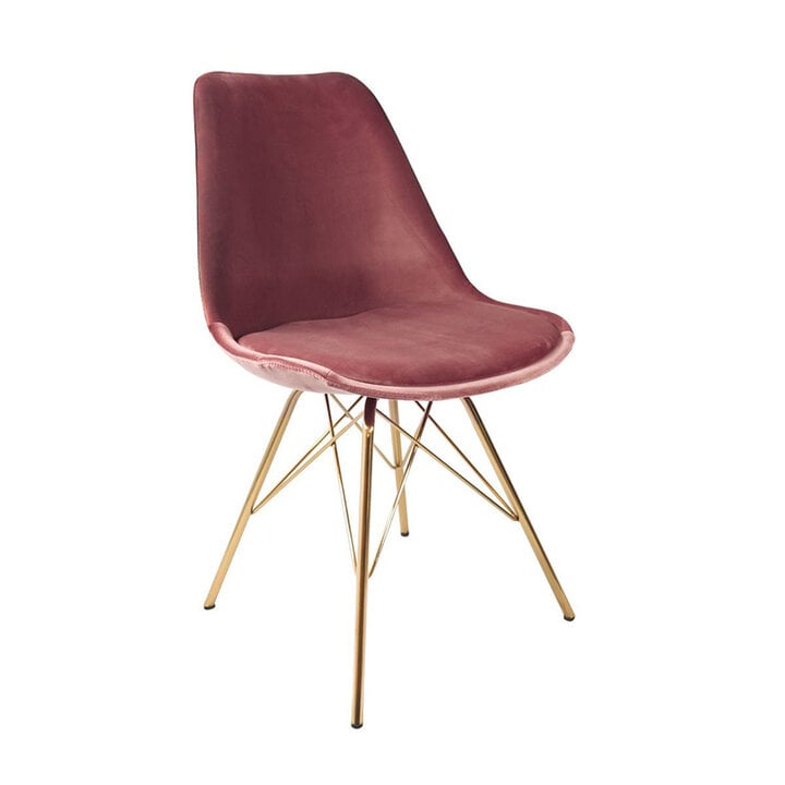 Samtstuhl Rosa - Gold Gestell - 1