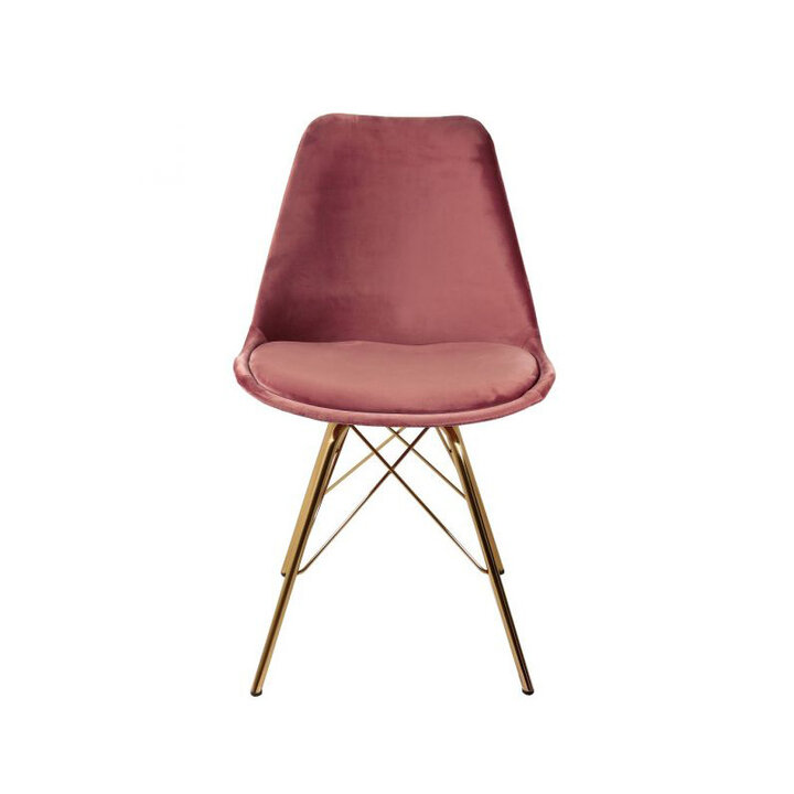 Samtstuhl Rosa - Gold Gestell - 2