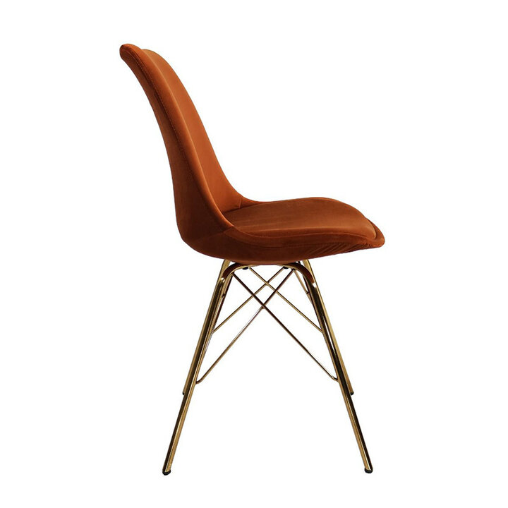 Samtstuhl Orange - Gold Gestell - 1