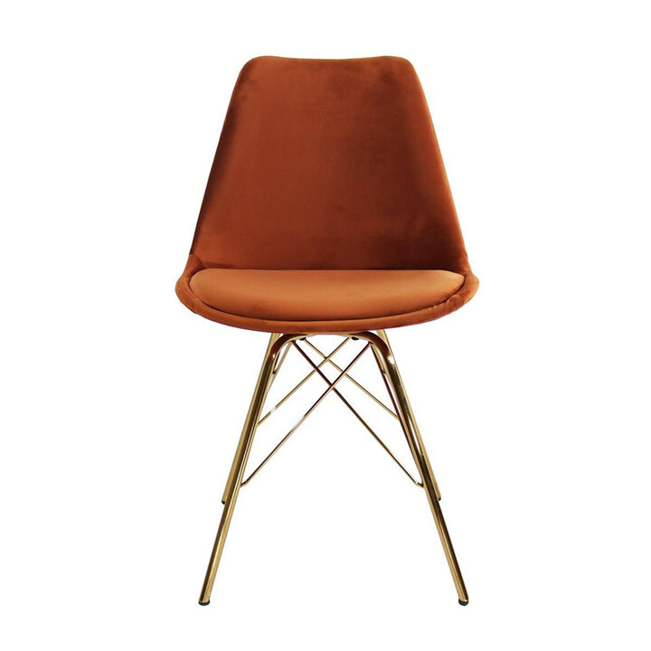 Samtstuhl Orange - Gold Gestell - 2
