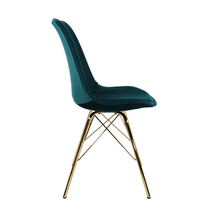 Samtstuhl Blau - Gold Gestell - 1