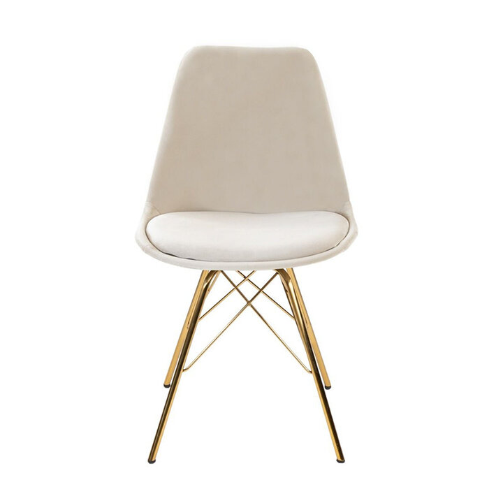 Samtstuhl Creme - Gold Gestell - 1
