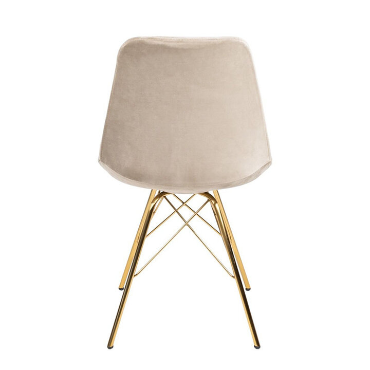 Samtstuhl Creme - Gold Gestell - 2