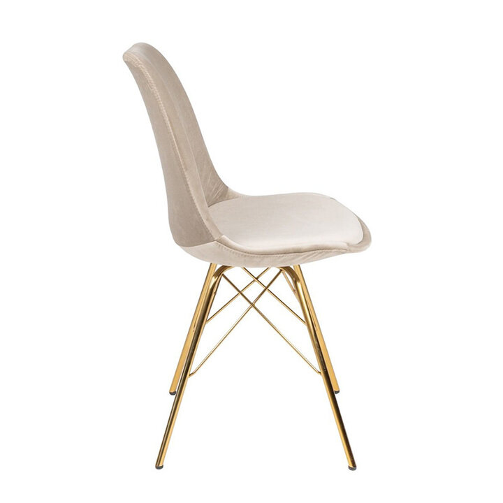 Samtstuhl Creme - Gold Gestell - 3