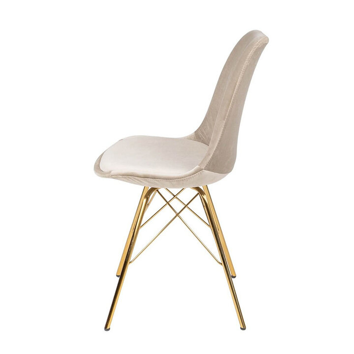 Samtstuhl Creme - Gold Gestell - 4