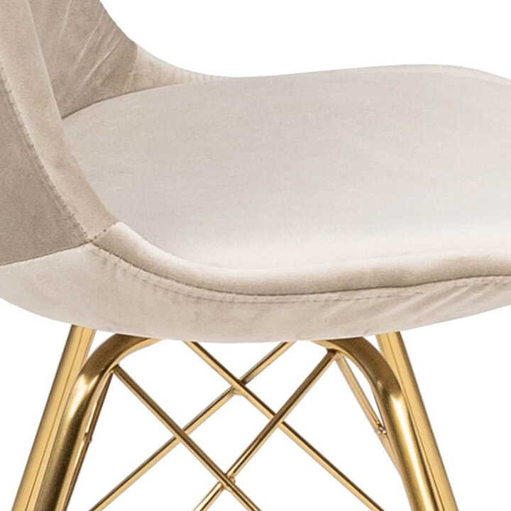 Samtstuhl Creme - Gold Gestell - 7