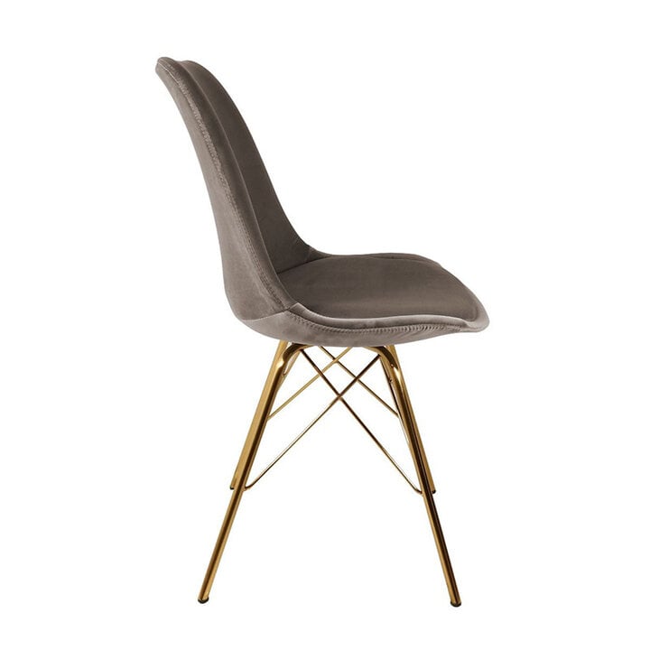 Samtstuhl Taupe  -  Gold Gestell - 1