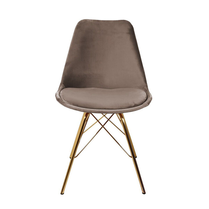 Samtstuhl Taupe  -  Gold Gestell - 2