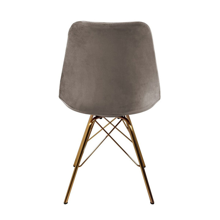 Samtstuhl Taupe  -  Gold Gestell - 3