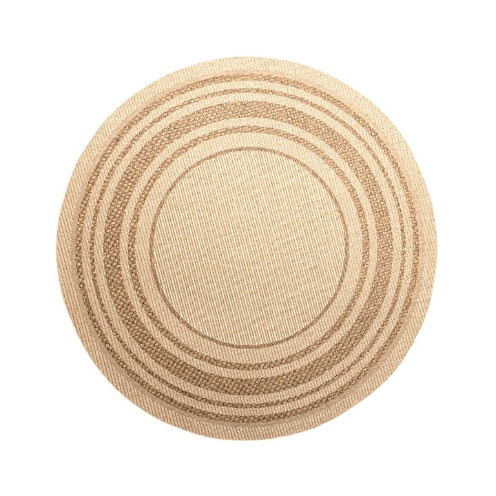 Jute Gartenteppich Rund - Mavi Border Creme Braun - 1