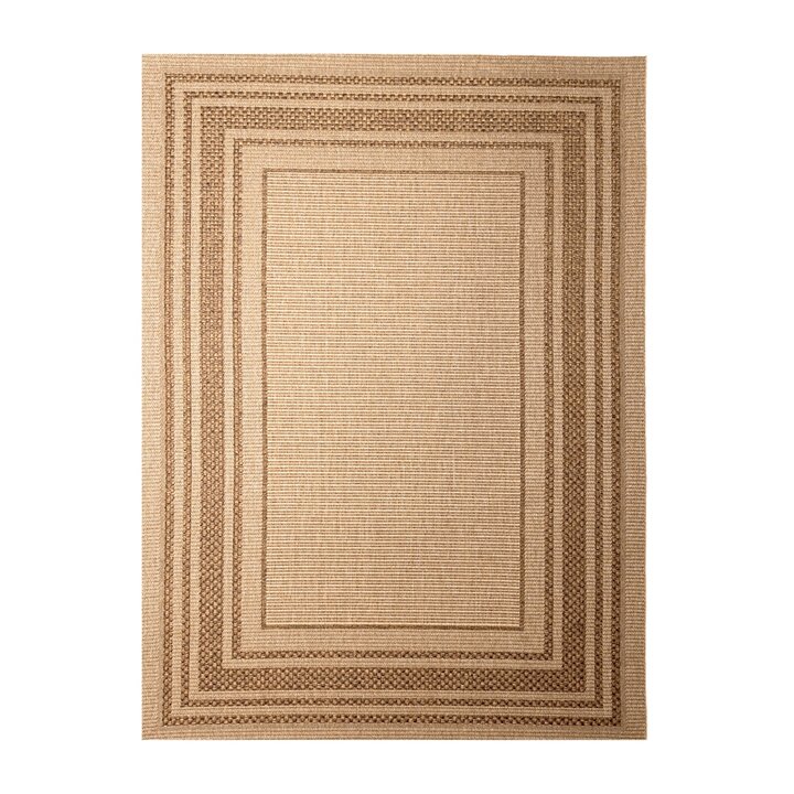 Garten Teppich Jute - Mavi Border Creme Braun - 1