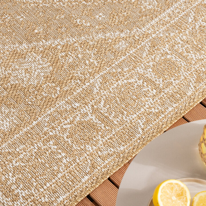 In- & Outdoor Jute Teppich - Daisy Medaillon Weiß - 2
