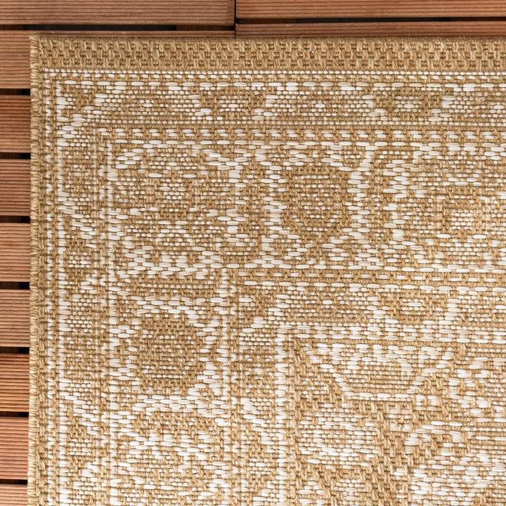 In- & Outdoor Jute Teppich - Daisy Medaillon Weiß - 4