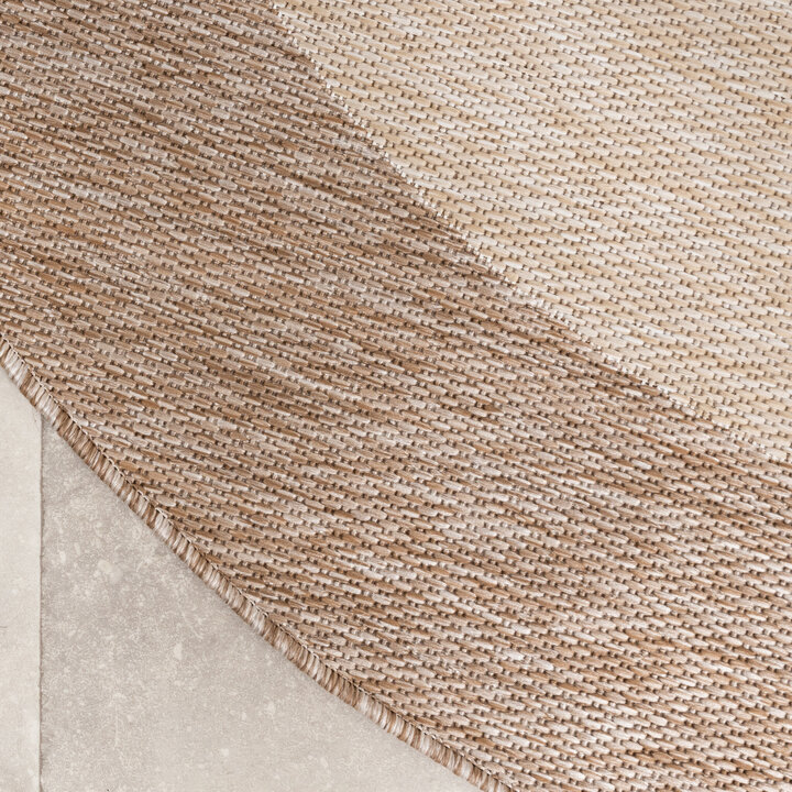 In- & Outdoor Teppich Rund - Sierra Border Creme Beige - 4
