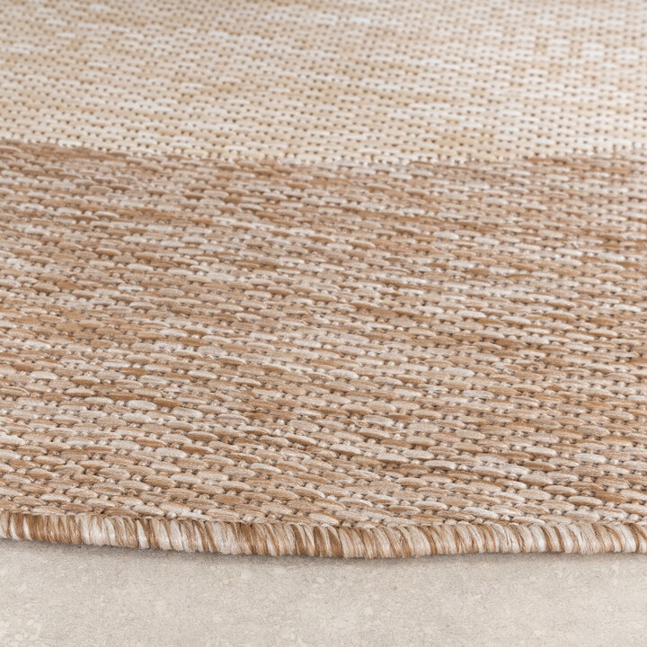 In- & Outdoor Teppich Rund - Sierra Border Creme Beige - 5