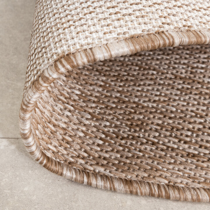 In- & Outdoor Teppich Rund - Sierra Border Creme Beige - 6