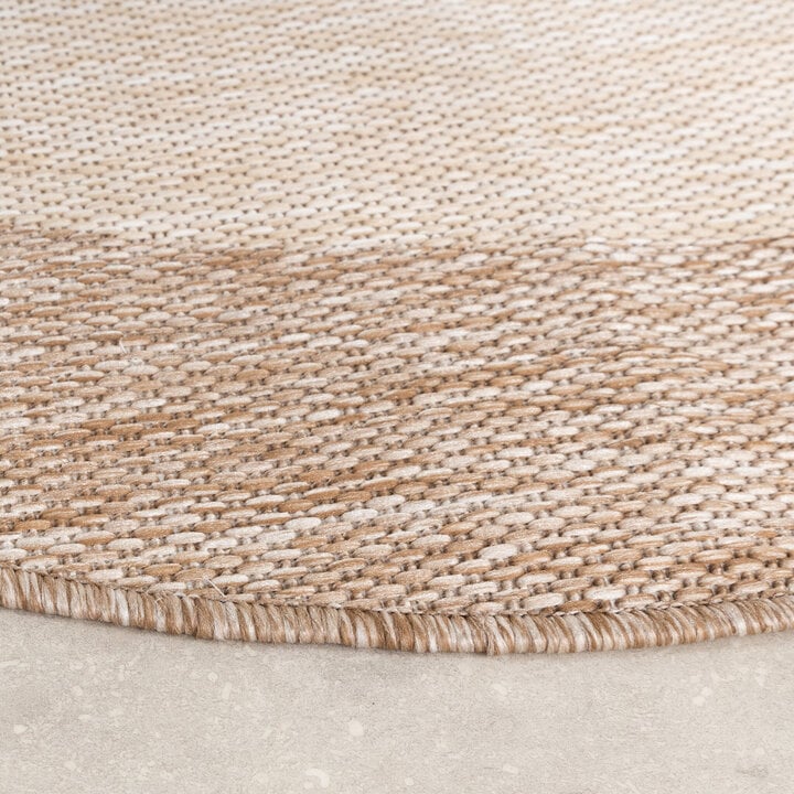 In- & Outdoor Teppich Rund - Sierra Border Beige Creme - 5