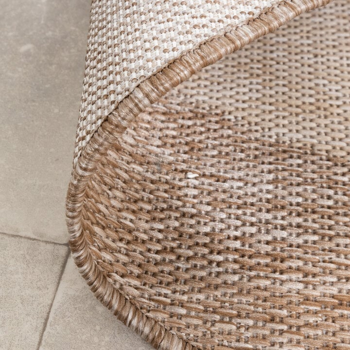 In- & Outdoor Teppich Rund - Sierra Border Beige Creme - 6