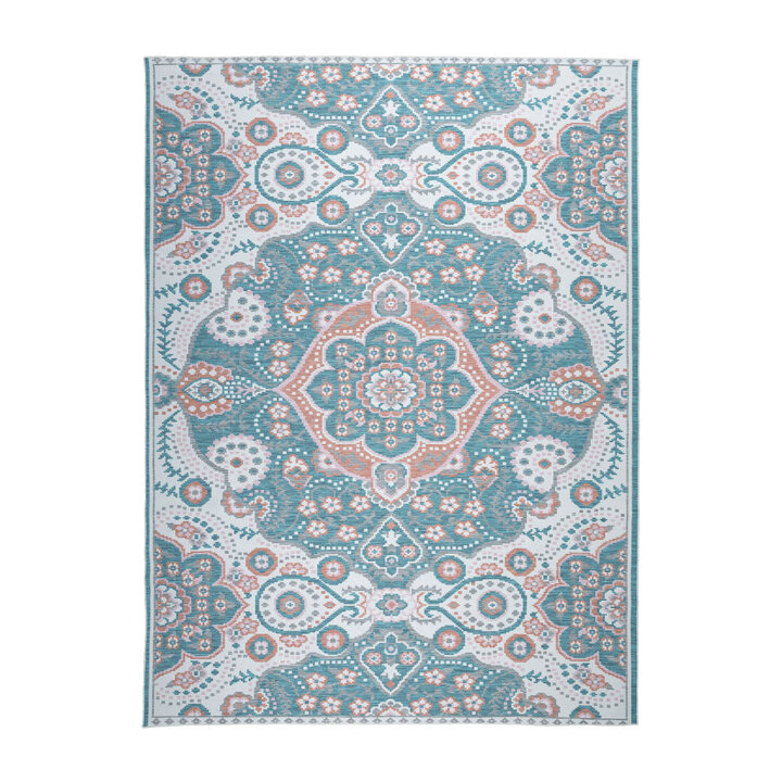 Outdoor Teppich Boho - Vedra Medaillon Blau - 1