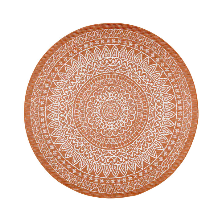 In- & Outdoor Teppich Rund - Summer Azteca Terracotta - 1