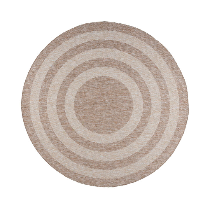 In- & Outdoor Teppich Rund - Sierra Frame Beige Creme - 1