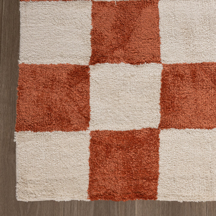 Teppich Kariert - Blox Terracotta Weiß - 4
