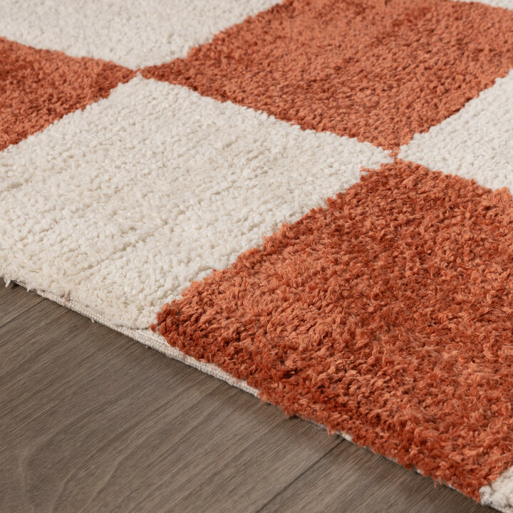 Teppich Kariert - Blox Terracotta Weiß - 5