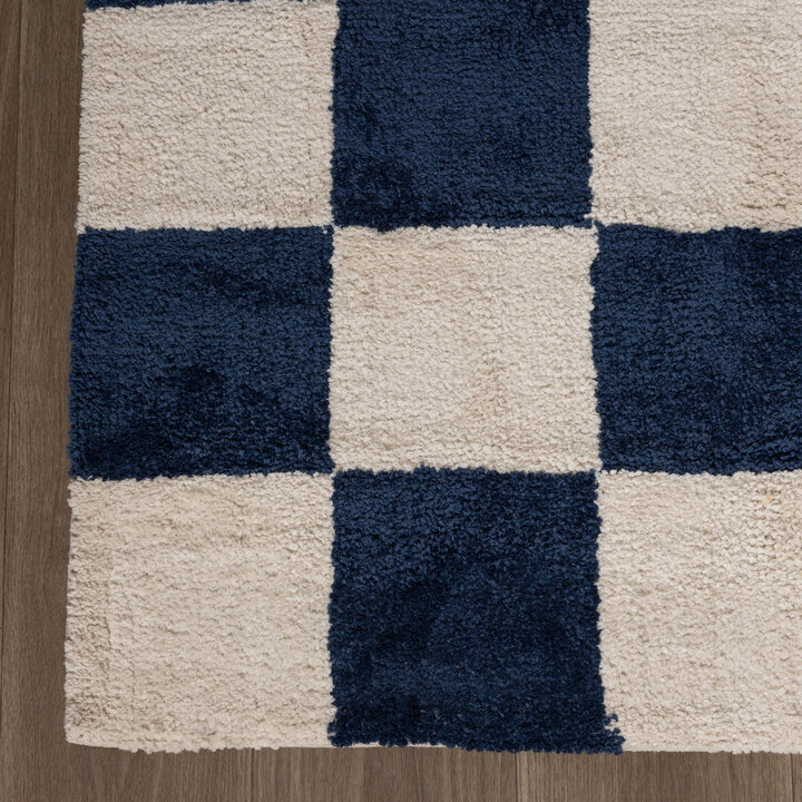 Teppich Kariert - Blox Blau Weiß - 4