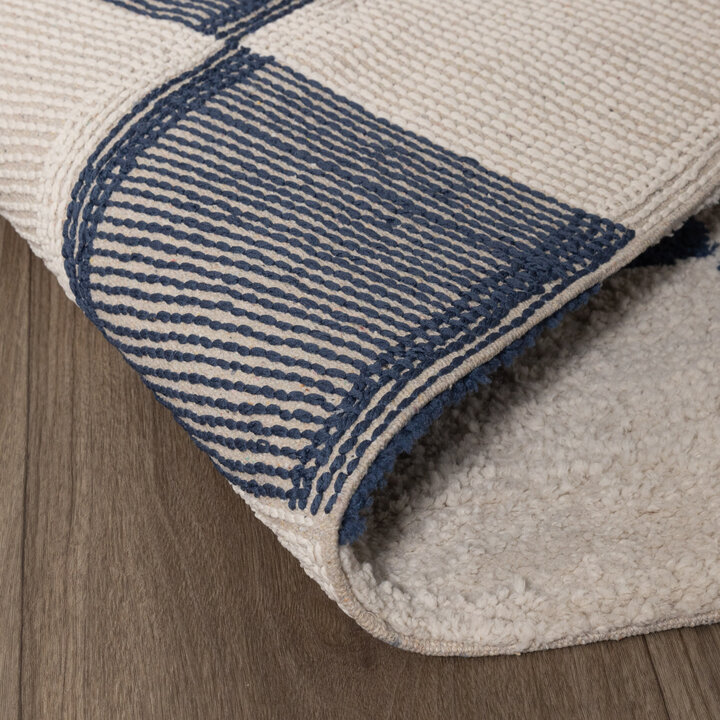 Teppich Kariert - Blox Blau Weiß - 6