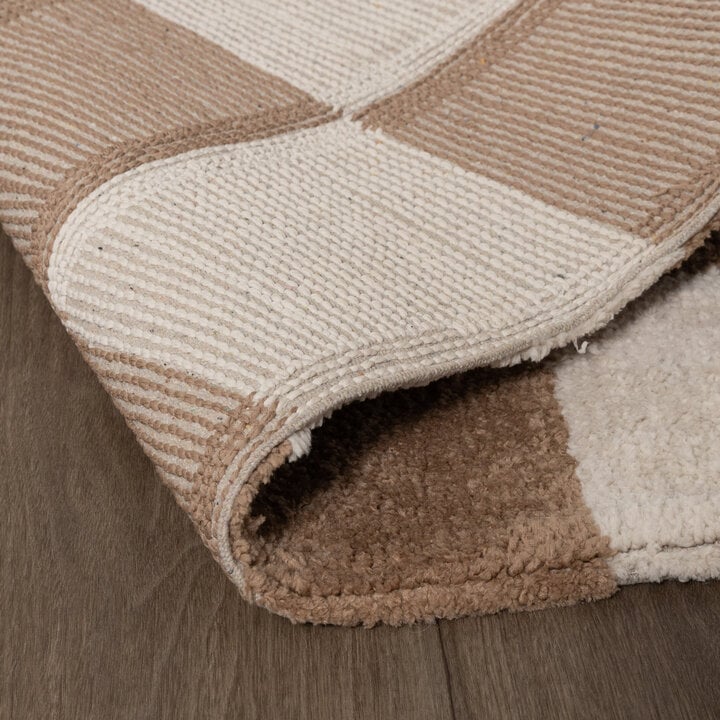 Teppich Kariert - Blox Beige Weiß - 6
