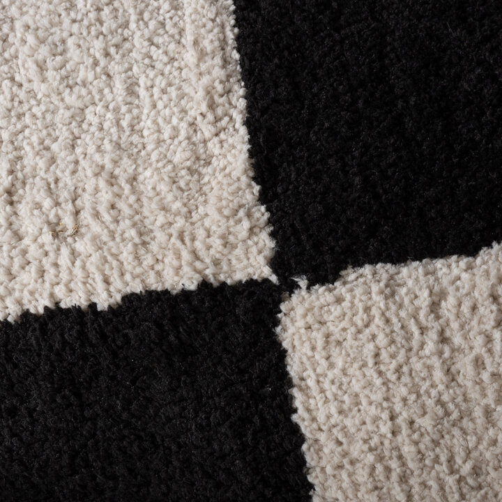 Teppich Kariert - Blox Fringe Schwarz Weiß - 3