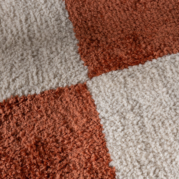 Teppich Kariert - Blox Fringe Terracotta Weiß - 3