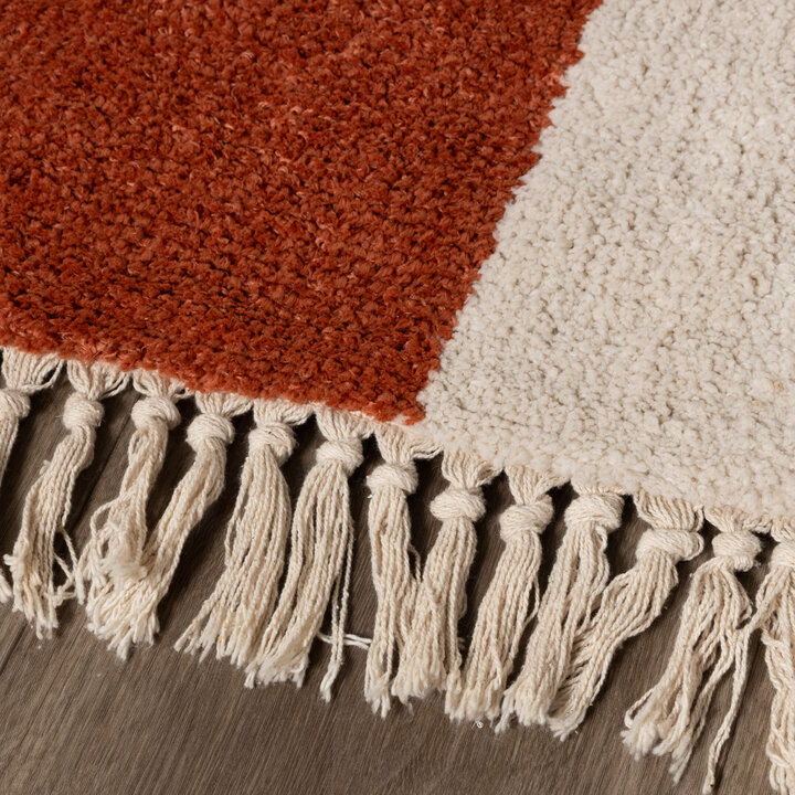 Teppich Kariert - Blox Fringe Terracotta Weiß - 5