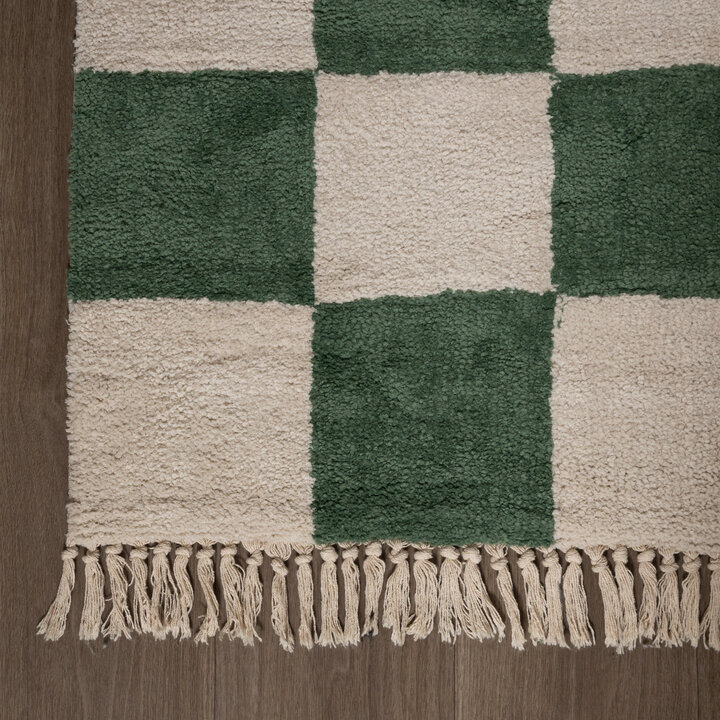 Teppich Kariert - Blox Fringe Grün Weiß - 4