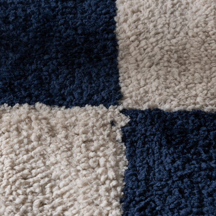 Teppich Kariert - Blox Fringe Blau Weiß - 3