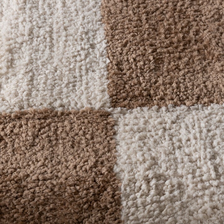 Teppich Kariert - Blox Fringe Beige Weiß - 3