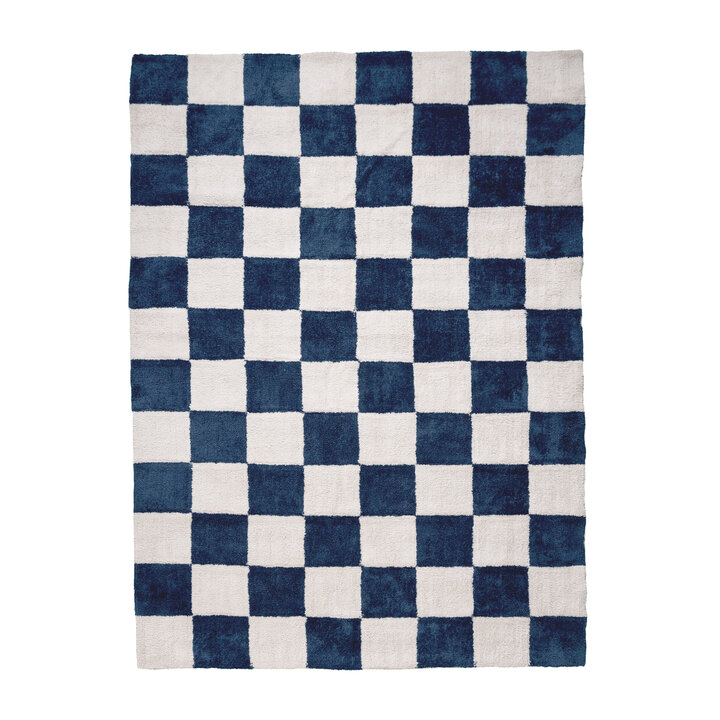 Teppich Kariert - Blox Blau Weiß - 1