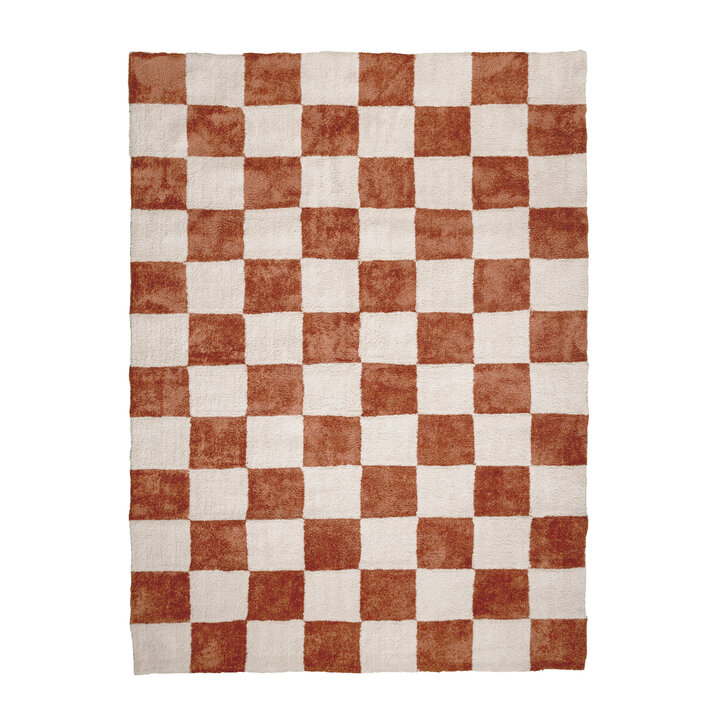 Teppich Kariert - Blox Terracotta Weiß - 1