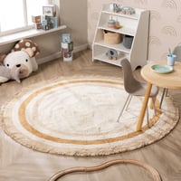 Waschbarer Kinderteppich Rund - Milo Beige