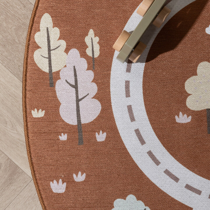 Auto Spielteppich Rund - Rocky Ride Terracotta - 4