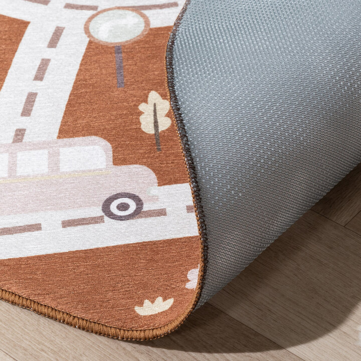 Auto Spielteppich Rund - Rocky Ride Terracotta - 6