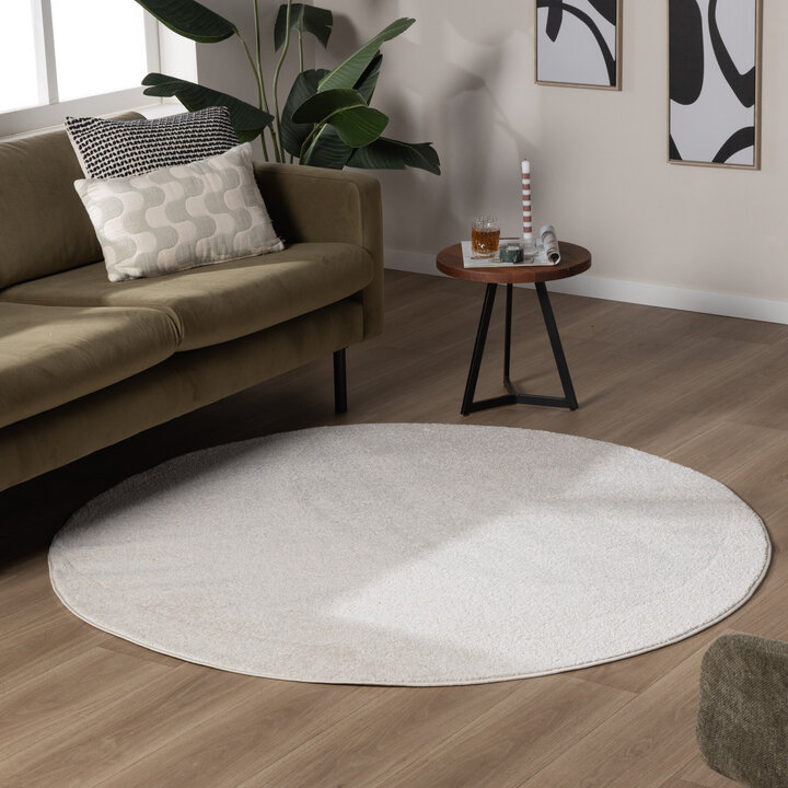 Runder Kurzflor Teppich - Essenza Creme
