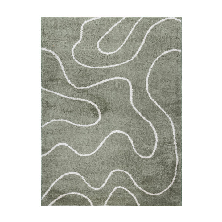 Waschbarer Teppich - Myrre Swirl Grün - 1