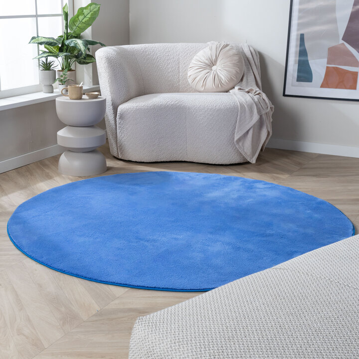 Waschbarer Teppich Rund - Vivid Blau